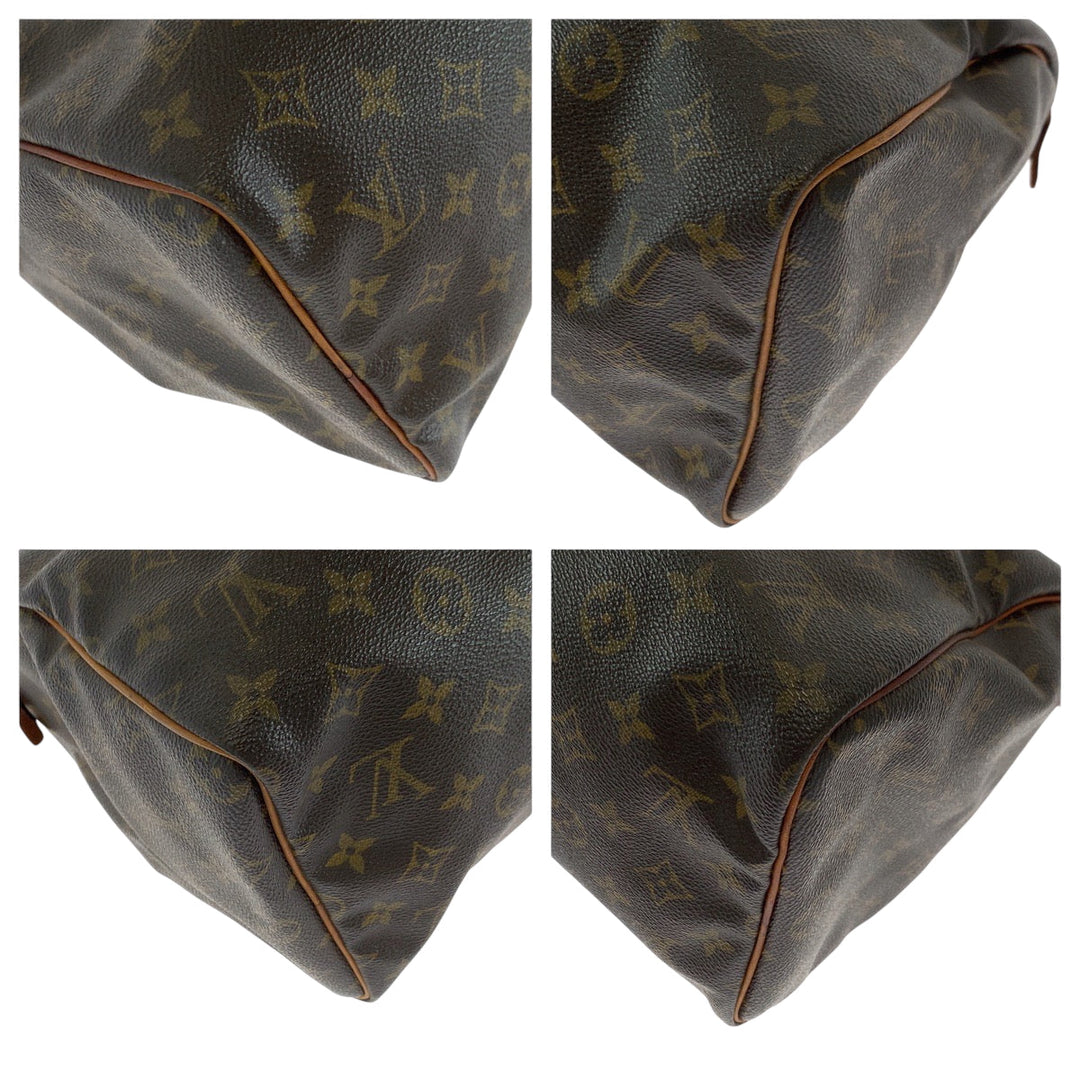 LOUIS VUITTON Handbag PVC Brown Gold Metal Handbags Mini Boston Duffel bag Monogram Speedy 30 Women Used Authentic