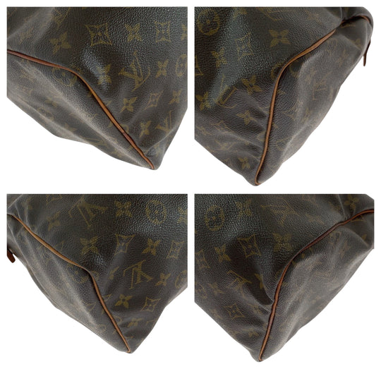 LOUIS VUITTON Handbag PVC Brown Gold Metal Handbags Mini Boston Duffel bag Monogram Speedy 30 Women Used Authentic