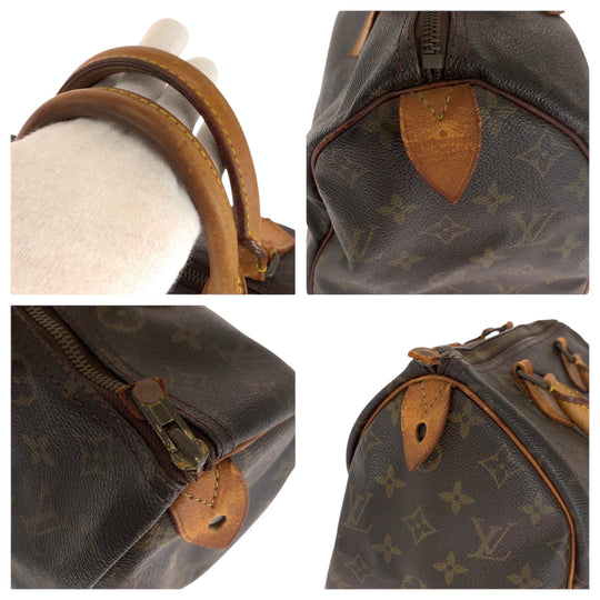 LOUIS VUITTON Handbag PVC Brown Gold Metal Handbags Mini Boston Duffel bag Monogram Speedy 30 Women Used Authentic