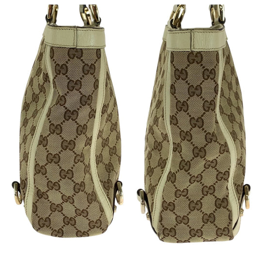 GUCCI Tote Bag 170004 GG canvas Beige Ivory Gold Metal Tote Bag handbag Women Used Authentic