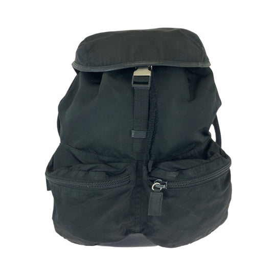 PRADA Backpack V164 Nylon Black SilverMetal Backpack Backpack Test Triangle With logo Women Used Authentic