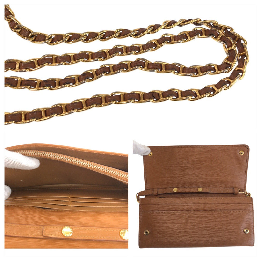 PRADA Long Wallet Purse leather Brown