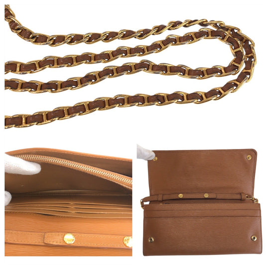 PRADA Long Wallet Purse leather Brown