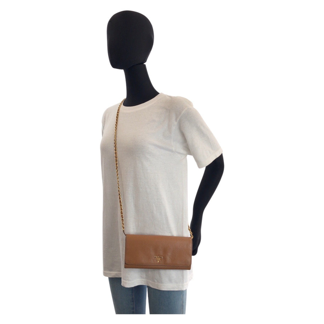 PRADA Long Wallet Purse leather Brown