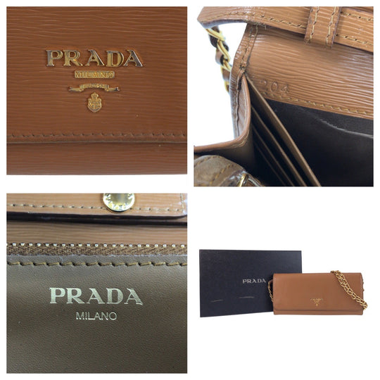 PRADA Long Wallet Purse leather Brown