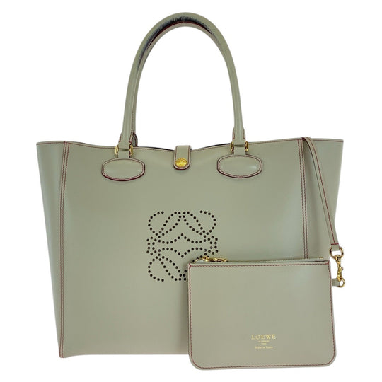 LOEWE Tote Bag leather Gray Pink Gold Metal anagram