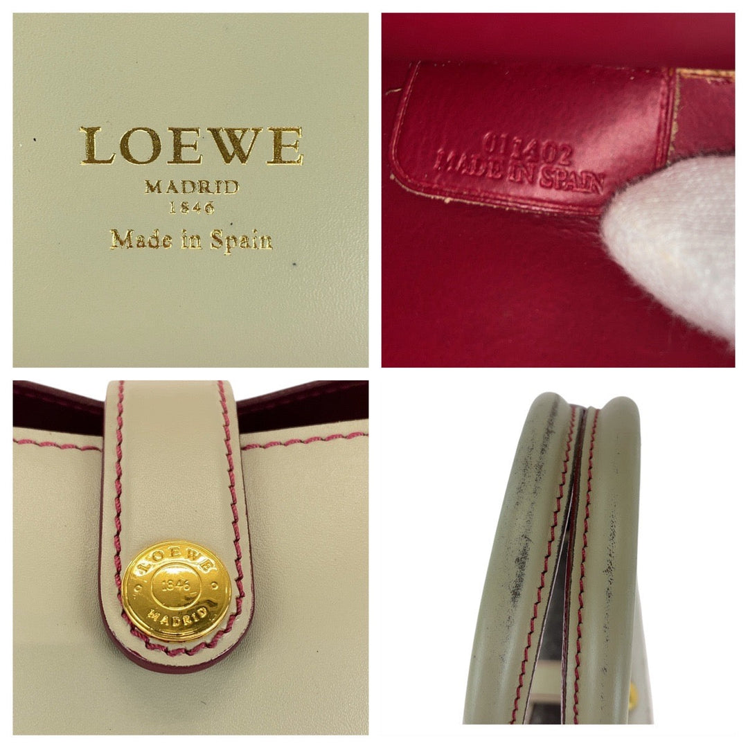 LOEWE Tote Bag leather Gray Pink Gold Metal anagram