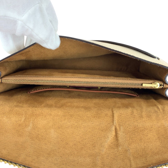 COACH Shoulder Bag leather white Tabby Beads Chain