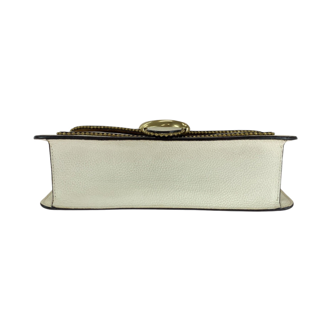 COACH Shoulder Bag leather white Tabby Beads Chain