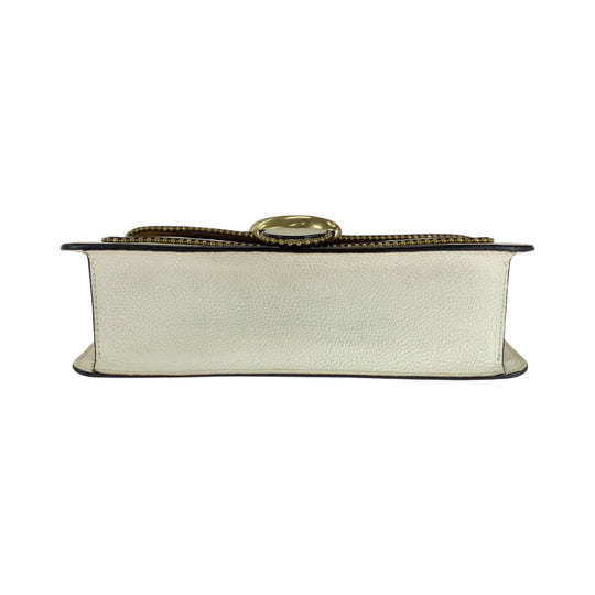 COACH Shoulder Bag leather white Tabby Beads Chain