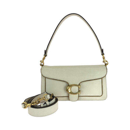 COACH Shoulder Bag leather white Tabby Beads Chain