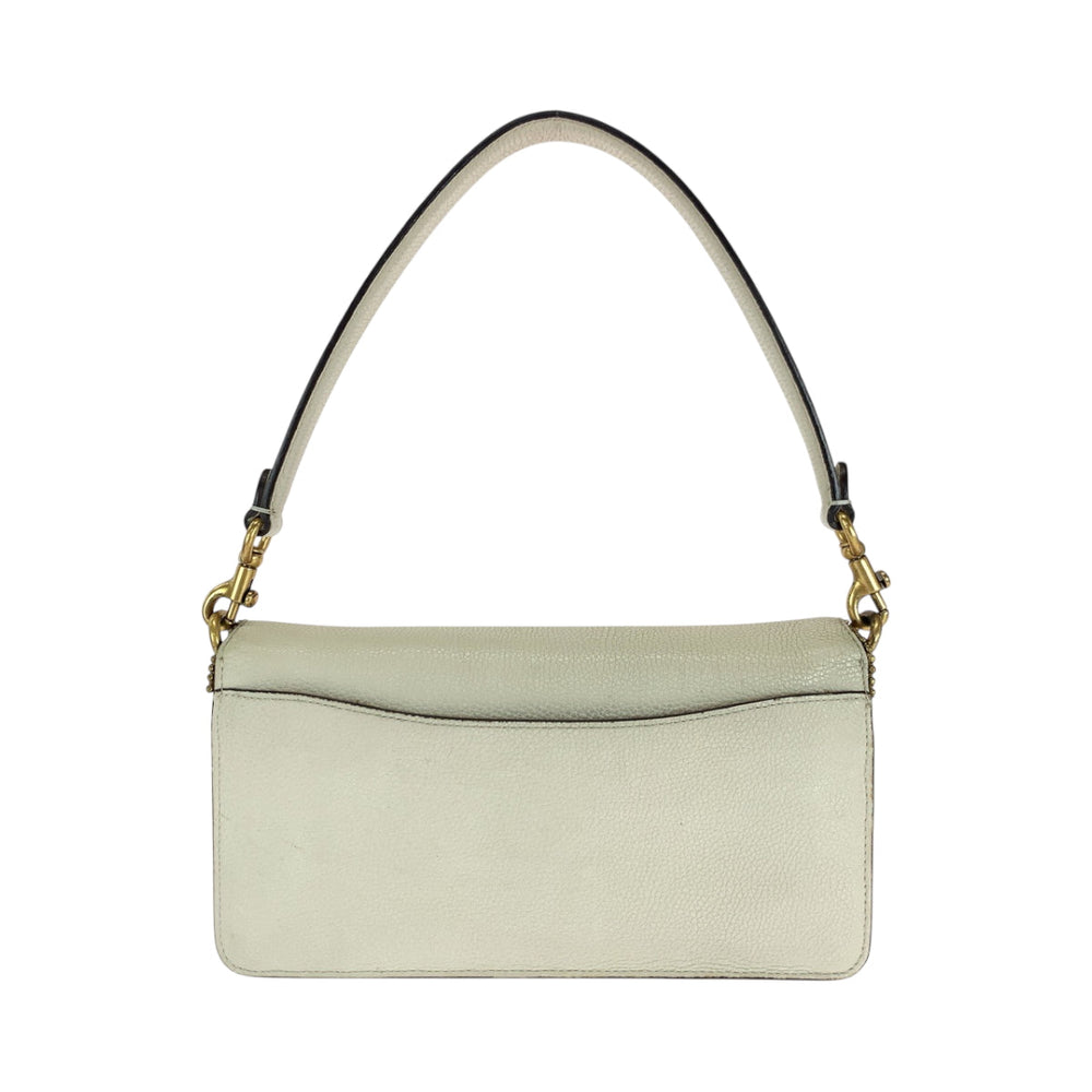 COACH Shoulder Bag leather white Tabby Beads Chain