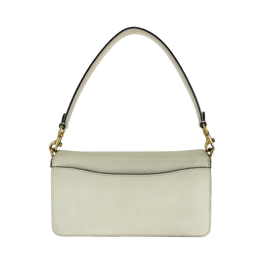 COACH Shoulder Bag leather white Tabby Beads Chain