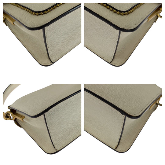 COACH Shoulder Bag leather white Tabby Beads Chain