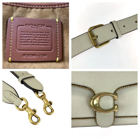 COACH Shoulder Bag leather white Tabby Beads Chain