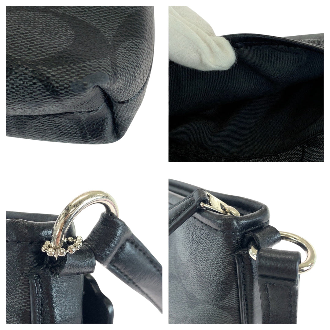 COACH Shoulder Bag PVC black Signature logo