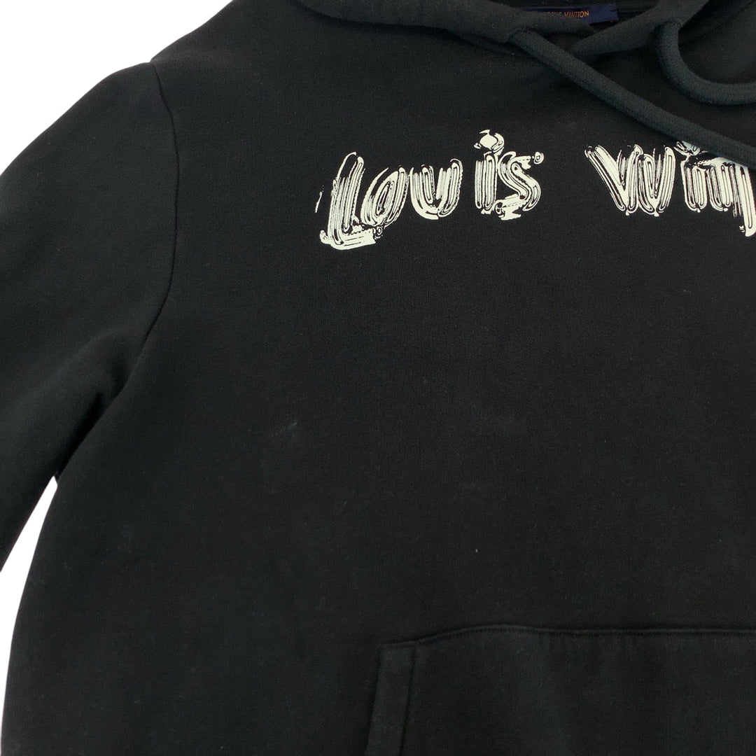 LOUIS VUITTON Hoodie RM221 IHN HMY78W cotton black 1A9SVO logo graphic hoodie XXL