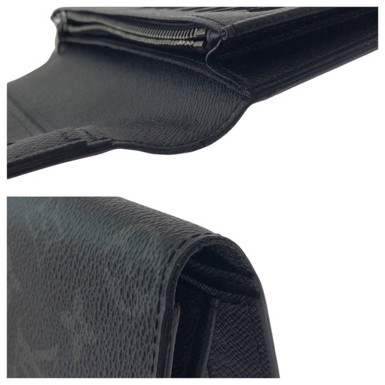 LOUIS VUITTON Long Wallet Purse M61697 PVC black Monogram Eclipse Portefeuille Braza