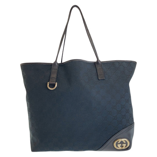 GUCCI Tote Bag 169945 GG canvas, leather black Tote Bag Shoulder Bag Newbrit Women Used Authentic