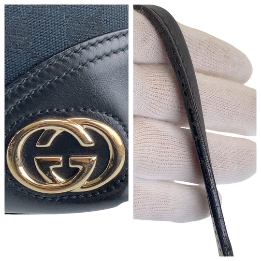 GUCCI Tote Bag 169945 GG canvas, leather black Tote Bag Shoulder Bag Newbrit Women Used Authentic