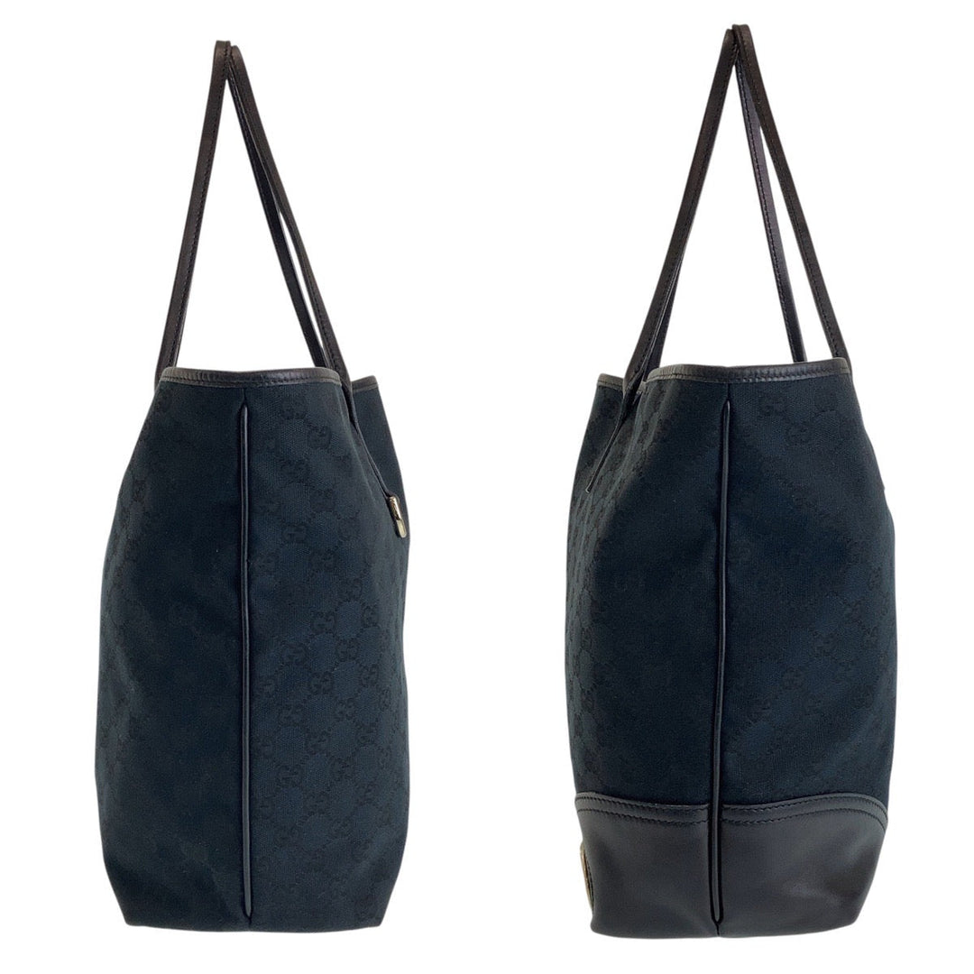 GUCCI Tote Bag 169945 GG canvas, leather black Tote Bag Shoulder Bag Newbrit Women Used Authentic