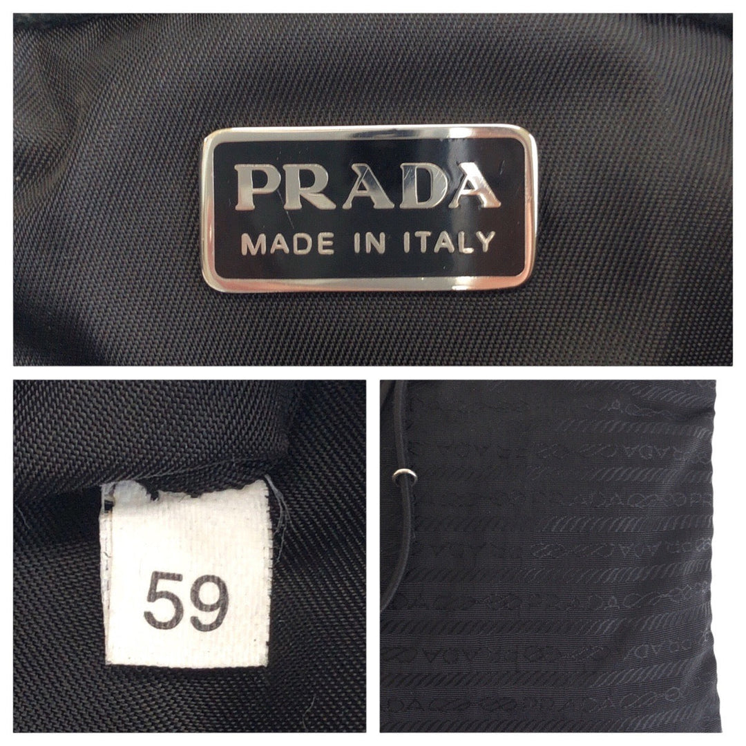PRADA Shoulder Bag Nylon, Leather black Shoulder Bag pochette Women Used Authentic