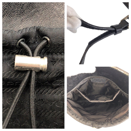 PRADA Shoulder Bag Nylon, Leather black Shoulder Bag pochette Women Used Authentic