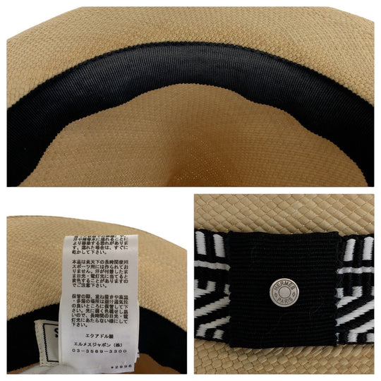 HERMES hat straw beige Panama hat 56