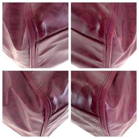 GHERARDINI Tote Bag Nylon Wine Red Bordeaux Gold Metal Softy