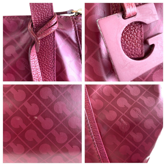GHERARDINI Tote Bag Nylon Wine Red Bordeaux Gold Metal Softy