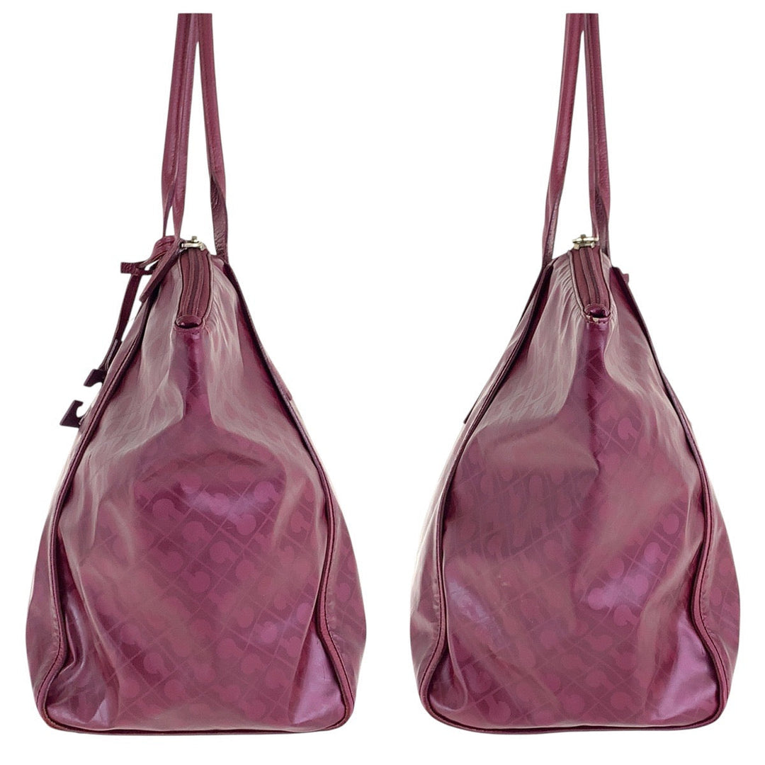 GHERARDINI Tote Bag Nylon Wine Red Bordeaux Gold Metal Softy