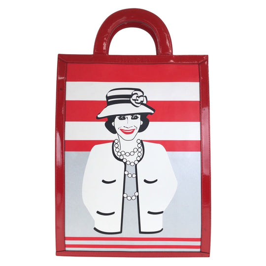 CHANEL Tote Bag enamel Red Chocolate Bar Mademoiselle Coco Chanel