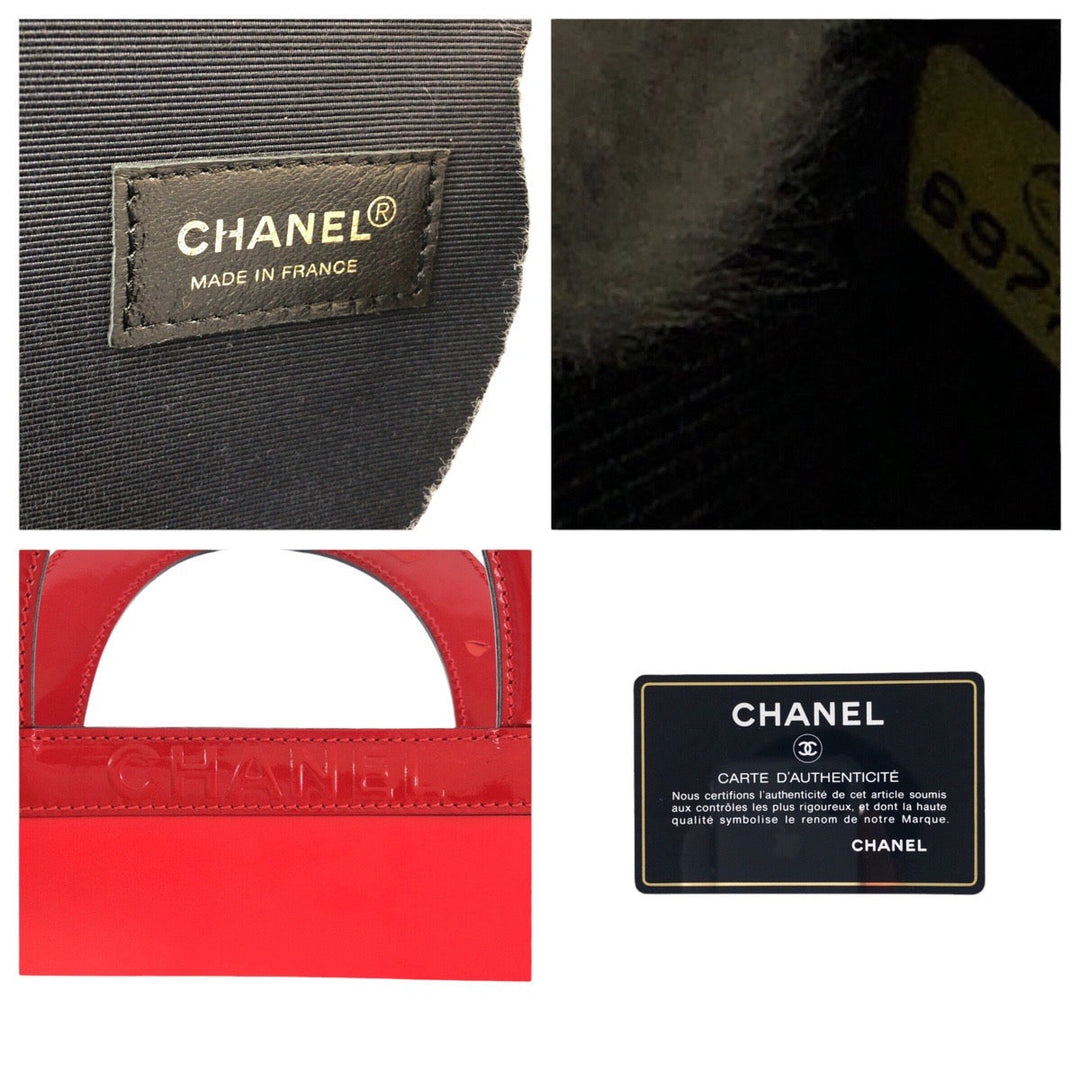 CHANEL Tote Bag enamel Red Chocolate Bar Mademoiselle Coco Chanel