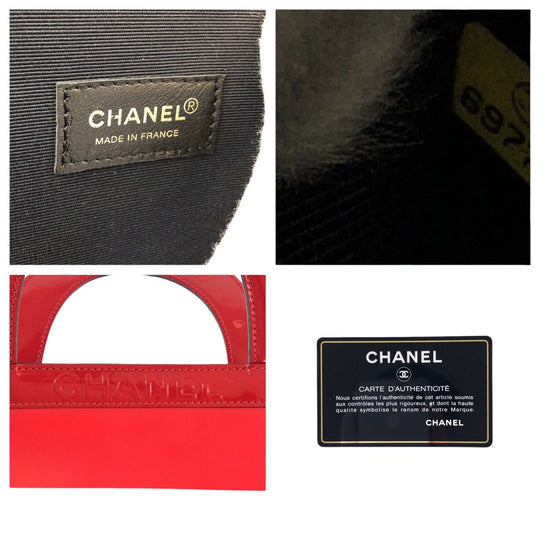 CHANEL Tote Bag enamel Red Chocolate Bar Mademoiselle Coco Chanel