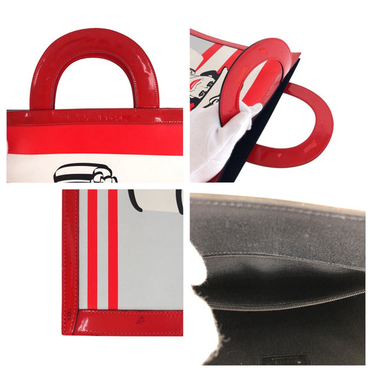 CHANEL Tote Bag enamel Red Chocolate Bar Mademoiselle Coco Chanel