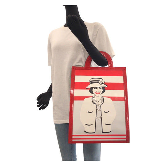 CHANEL Tote Bag enamel Red Chocolate Bar Mademoiselle Coco Chanel