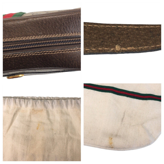 GUCCI Shoulder Bag 65 02 004 GG Supreme canvas, leather Brown Shoulder Bag pochette Sherry Line Old Gucci Women Used Authentic