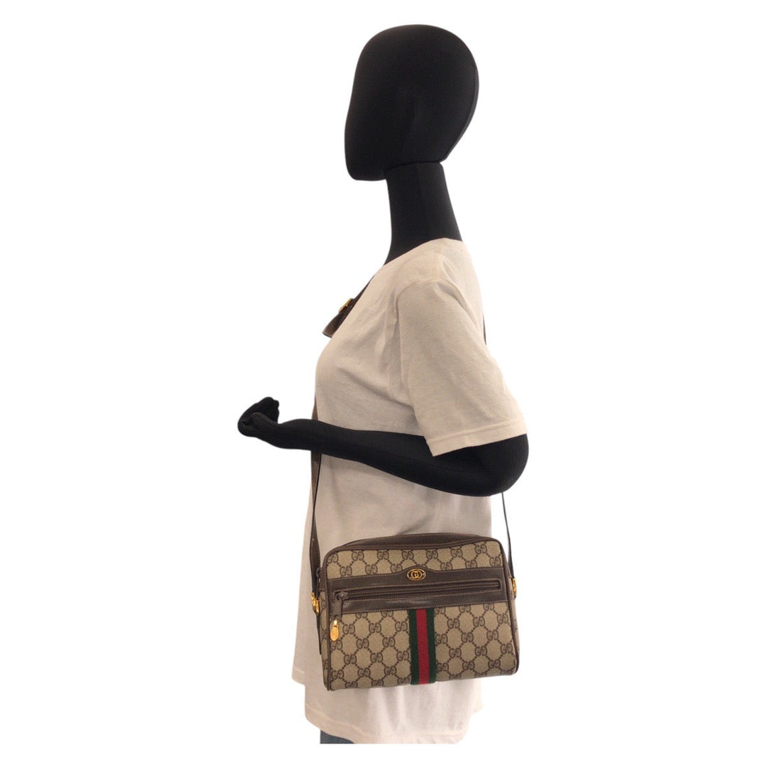 GUCCI Shoulder Bag 65 02 004 GG Supreme canvas, leather Brown Shoulder Bag pochette Sherry Line Old Gucci Women Used Authentic