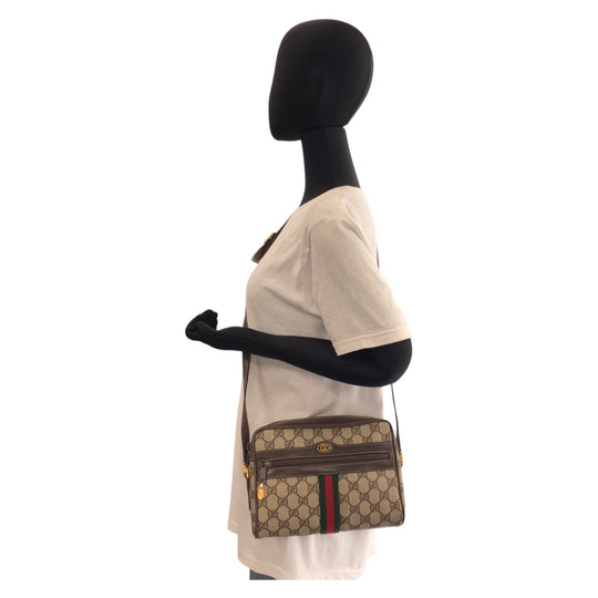 GUCCI Shoulder Bag 65 02 004 GG Supreme canvas, leather Brown Shoulder Bag pochette Sherry Line Old Gucci Women Used Authentic