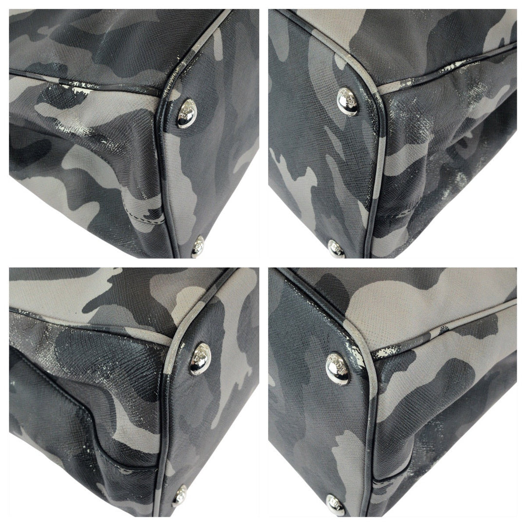 PRADA Handbag leather khaki Saffiano Camouflage Triangle With logo