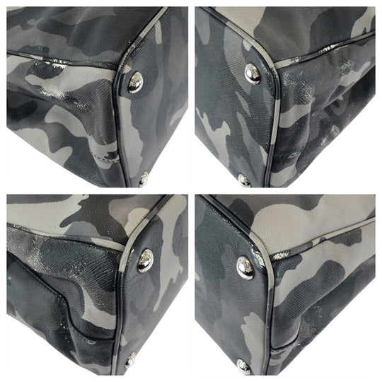 PRADA Handbag leather khaki Saffiano Camouflage Triangle With logo