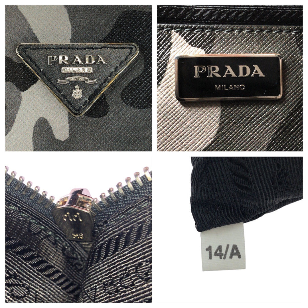 PRADA Handbag leather khaki Saffiano Camouflage Triangle With logo