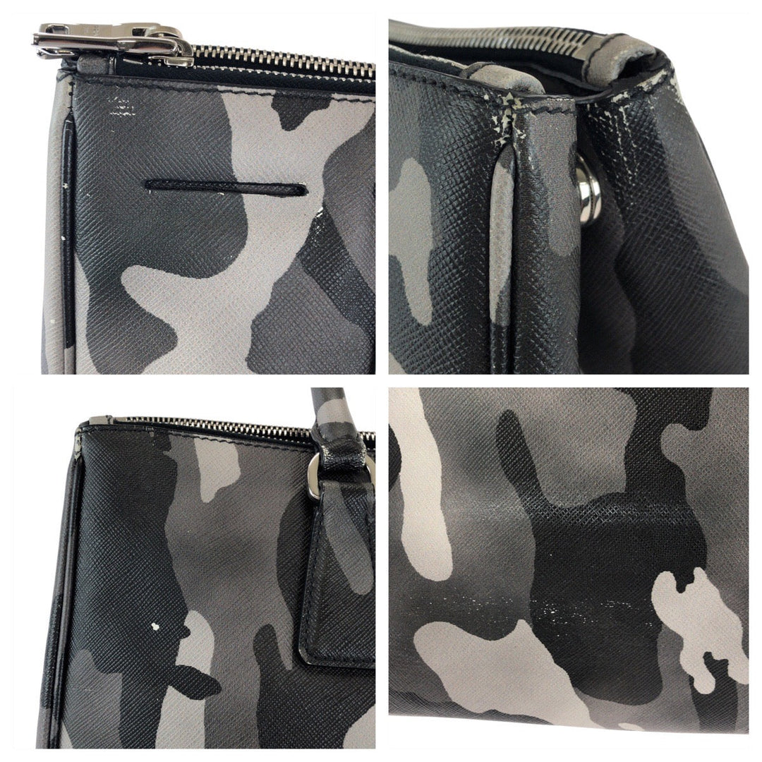 PRADA Handbag leather khaki Saffiano Camouflage Triangle With logo