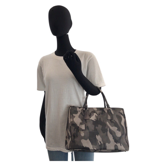 PRADA Handbag leather khaki Saffiano Camouflage Triangle With logo