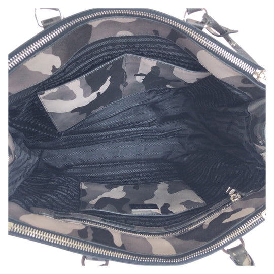 PRADA Handbag leather khaki Saffiano Camouflage Triangle With logo
