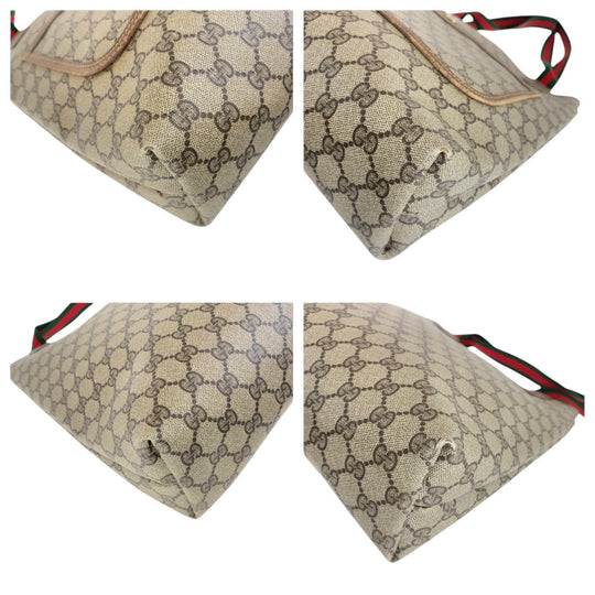 GUCCI Tote Bag 39 02 003 GG Supreme Canvas Brown Old Gucci Shelly Line Interlocking
