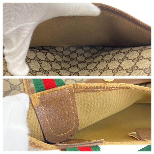 GUCCI Tote Bag 39 02 003 GG Supreme Canvas Brown Old Gucci Shelly Line Interlocking