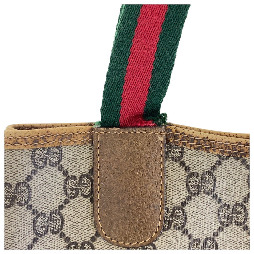 GUCCI Tote Bag 39 02 003 GG Supreme Canvas Brown Old Gucci Shelly Line Interlocking