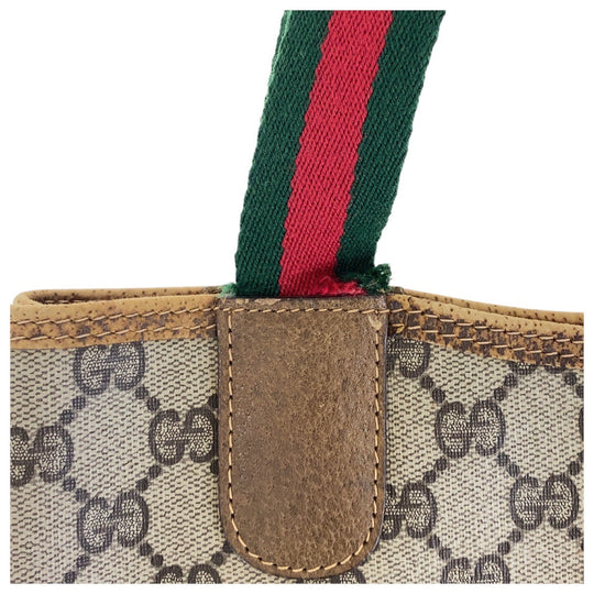 GUCCI Tote Bag 39 02 003 GG Supreme Canvas Brown Old Gucci Shelly Line Interlocking