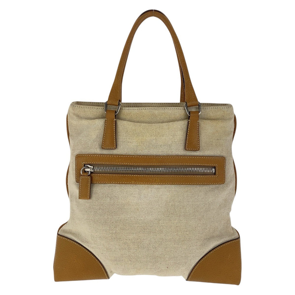 PRADA Handbag canvas beige Triangle With logo